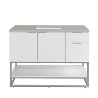 48" Brenlyn Single Vanity in Glossy White with Pietra Grey Quartz Top