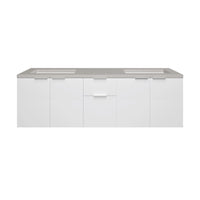 60" Brenlyn Double Vanity in Glossy White with Pietra Grey Quartz Top