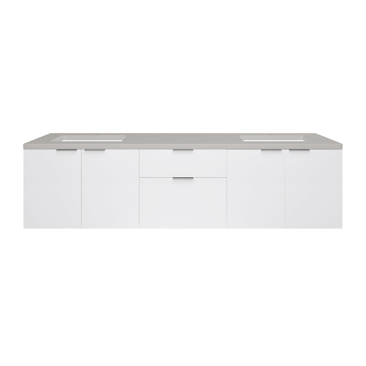 72" Brenlyn Double Vanity in Glossy White with Pietra Grey Quartz Top