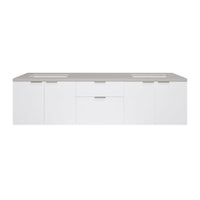 72" Brenlyn Double Vanity in Glossy White with Pietra Grey Quartz Top