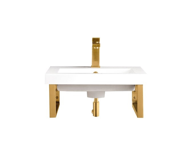 20" Boston Single Wall Mount Bathroom Sink with Brackets, Radiant Gold