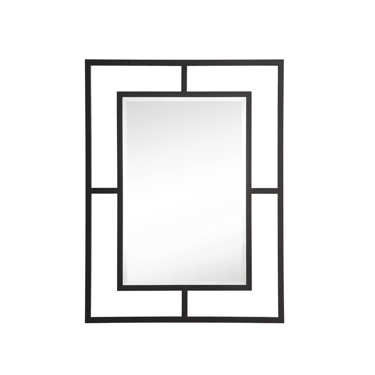 30" Boston Rectangular Mirror, Matte Black