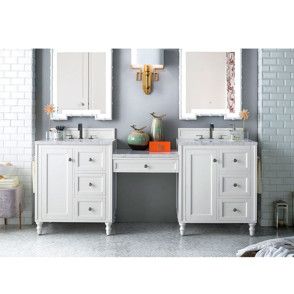 86 Copper Cove Encore Double Bathroom Vanity with Makeup Counter, Bright White