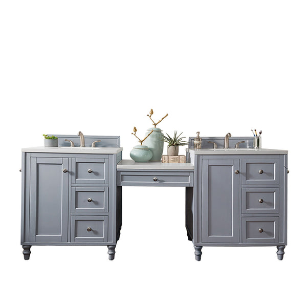 Copper Cove Encore 86 Double Vanity Set, Silver Gray w/ Makeup