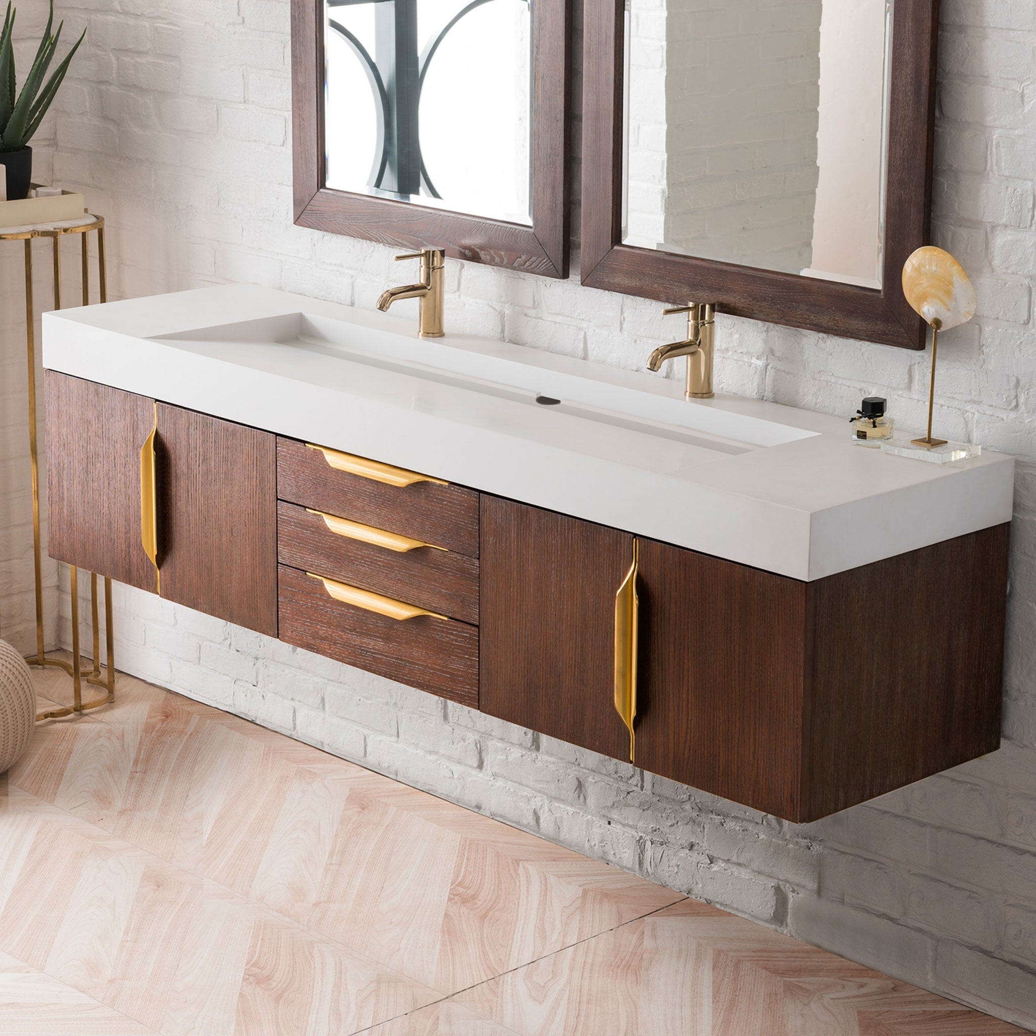 72 Mercer Island Double Bathroom Vanity, Coffee Oak w/ Radiant Gold –  Vanities Depot