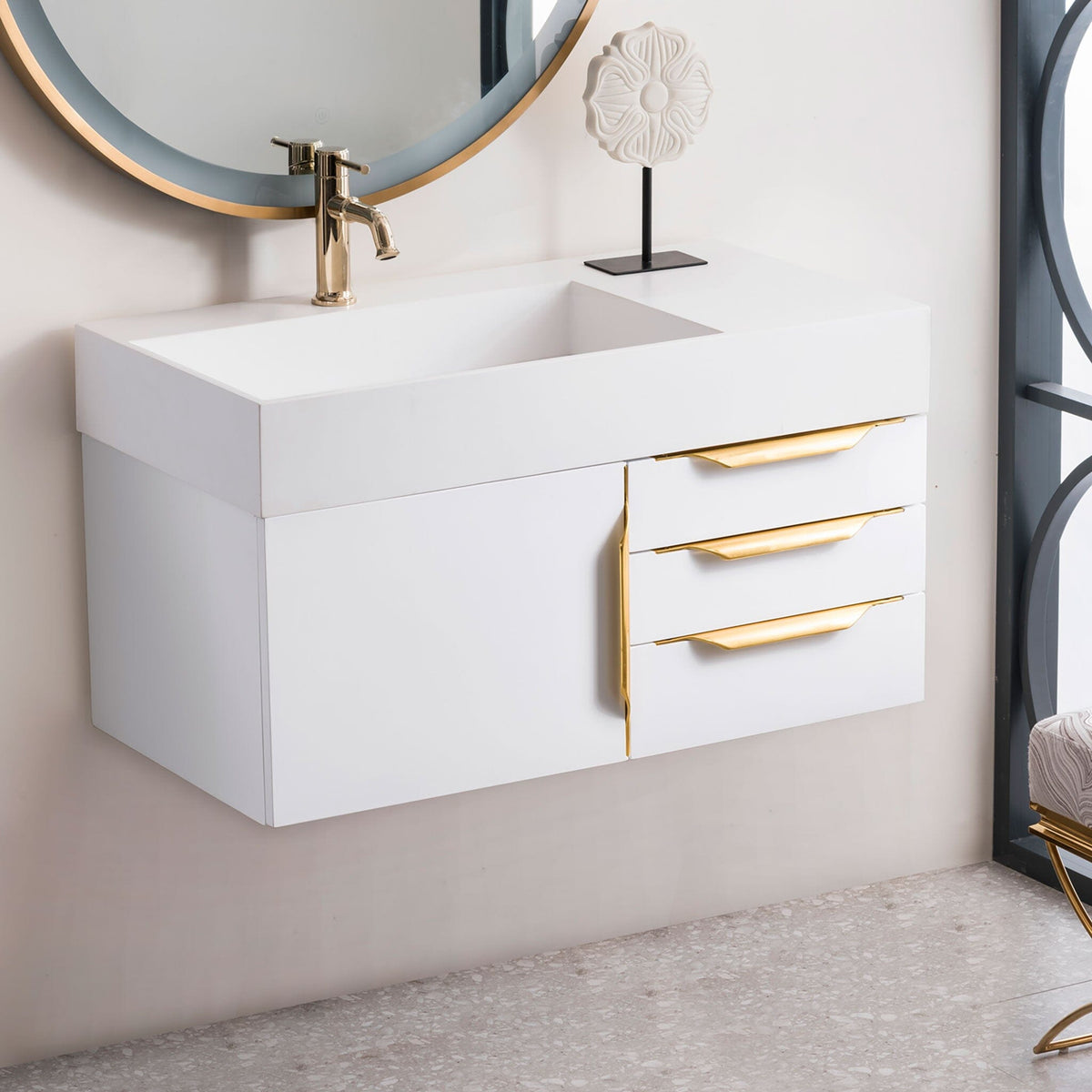 36 Mercer Island Single Bathroom Vanity, Glossy White w/ Radiant