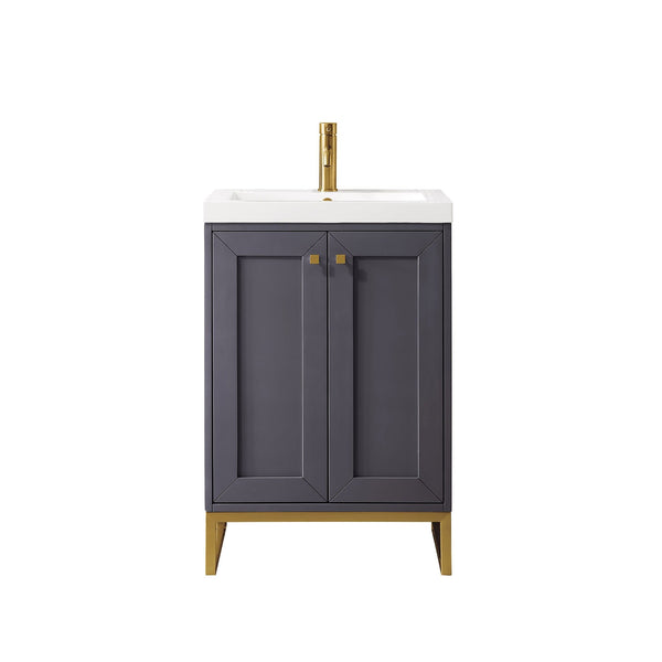 24" Chianti Single Bathroom Vanity, Mineral Gray, Radiant Gold