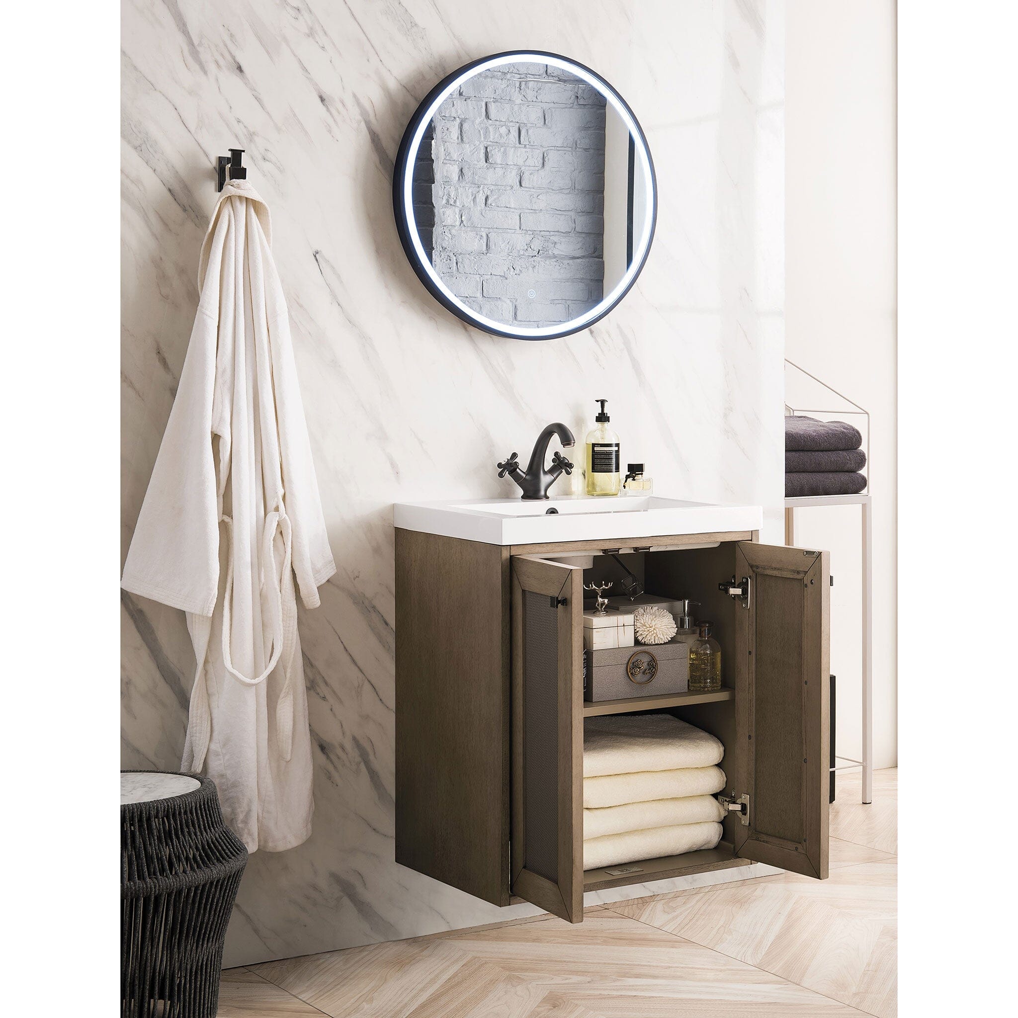 24 Chianti Single Bathroom Vanity, Whitewashed Walnut – Vanities