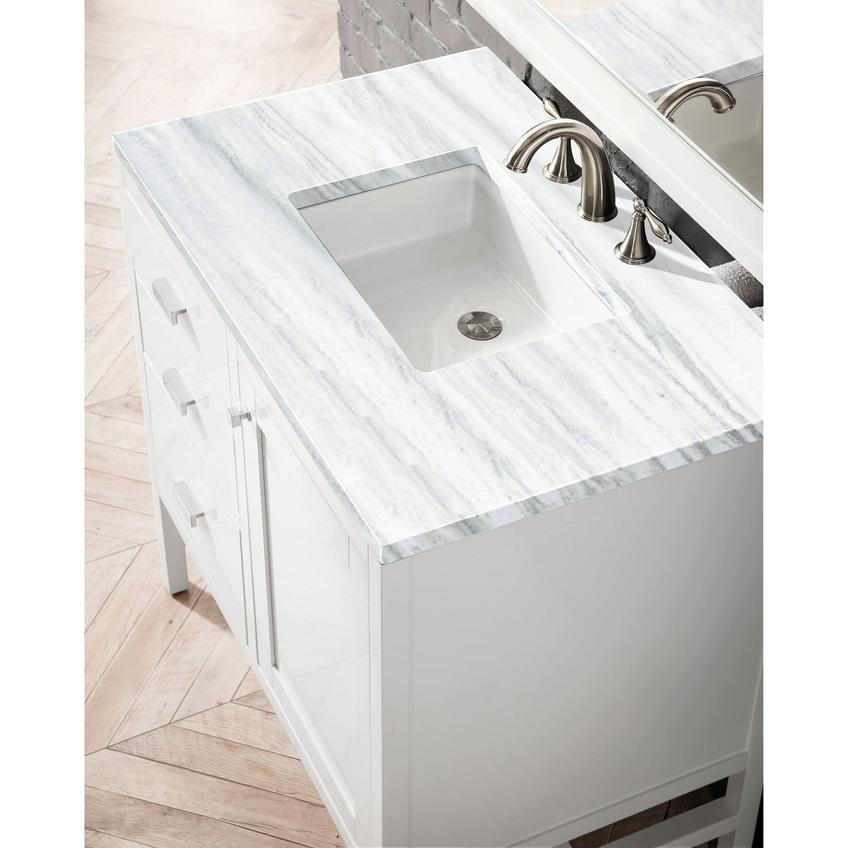 36" Addison Single Vanity Cabinet, Glossy White