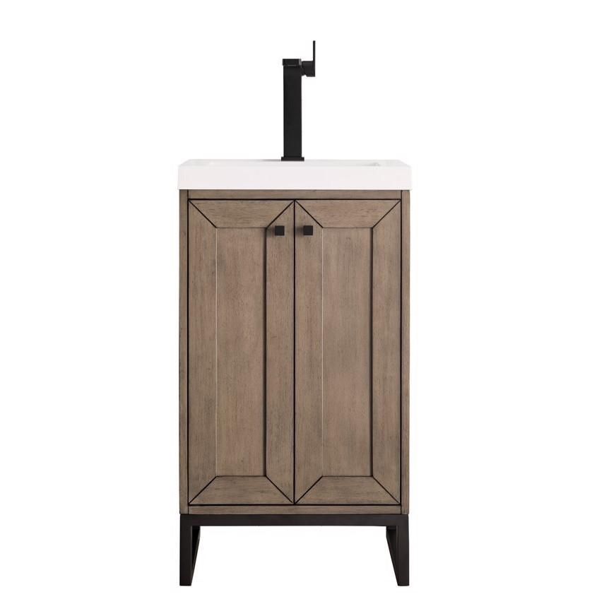 20" Chianti Single Bathroom Vanity, Whitewashed Walnut, Matte Black